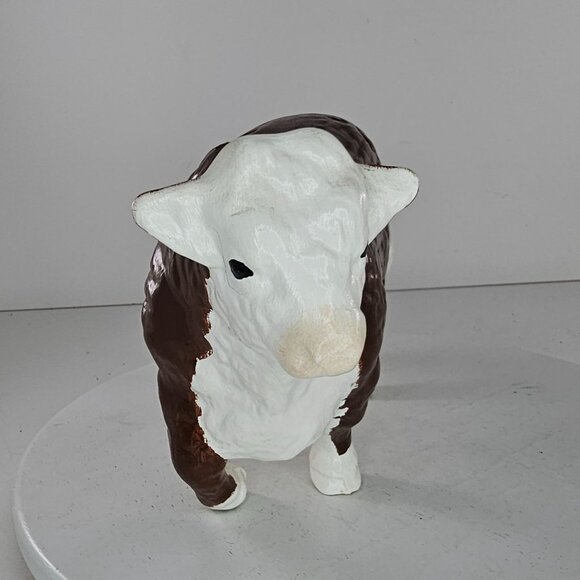 Handcrafted Oklahoma Pollettes Ceramic Cow Figurine Brown & White *Repaired* - Picture 3 of 10